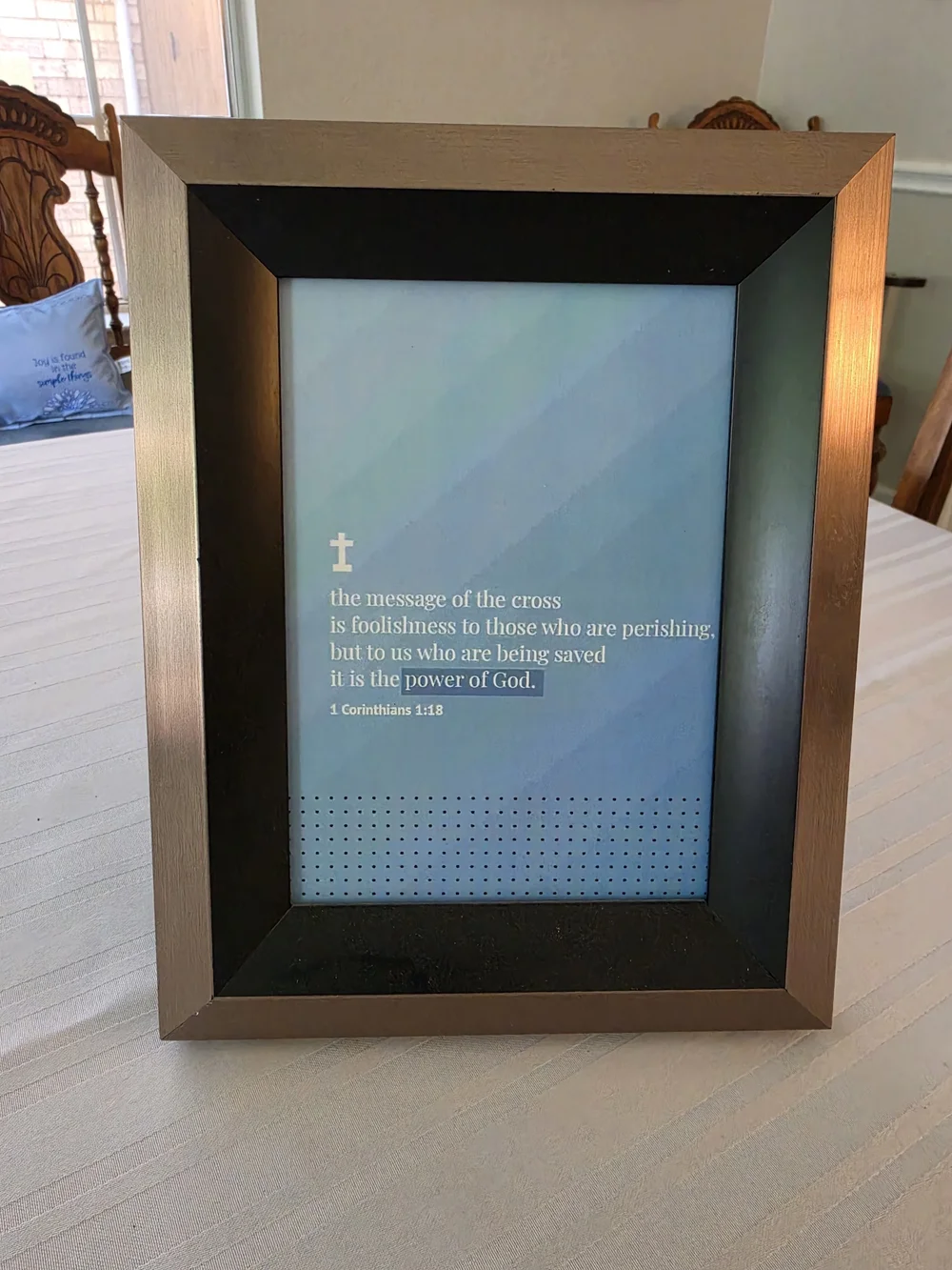Framed Christian scripture print Biblical verse 1 Corinthians 1:18 Duel-toned
